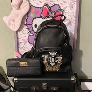 Juicy Couture Black Backpack with Wallet